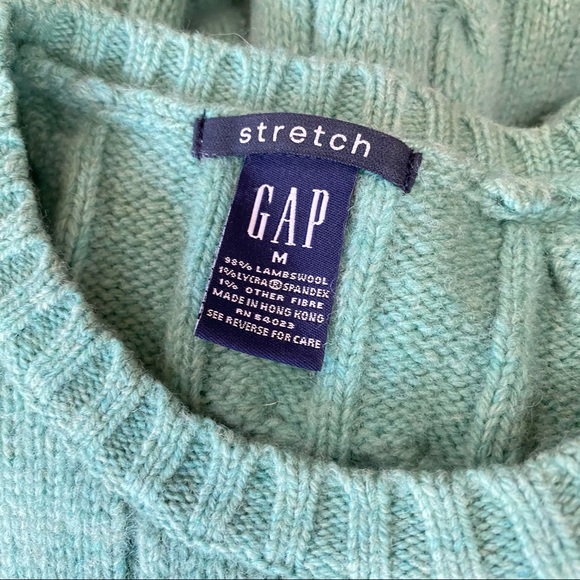Gap Mint Green Cableknit Lambswool Sweater sz M - Picture 5 of 5